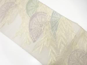 絽紗片輪車に柳模様織出し袋帯